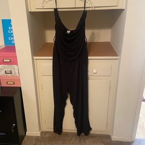 Strapless Black Rouched Top Jumpsuit